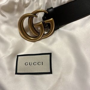 Authentic Black thick gold GG Gucci belt
